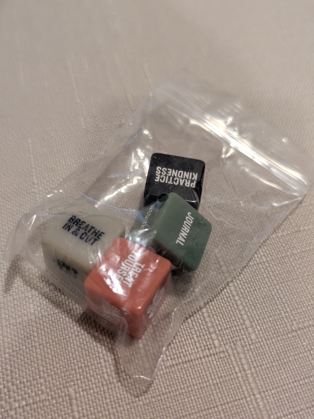 Mindfulness Activity Dice - Cream, Coral, Sage, Black